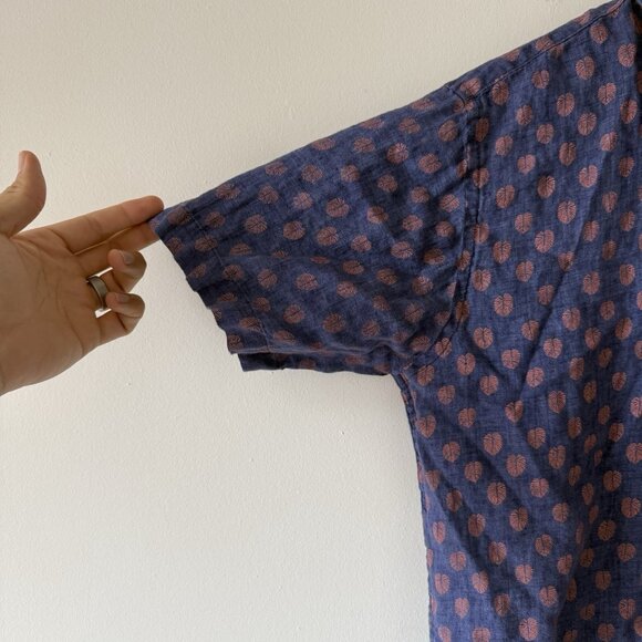 Peter Millar Short Sleeve Shirt Sz M Blue Button Up Fern All Over Print - Picture 6 of 12